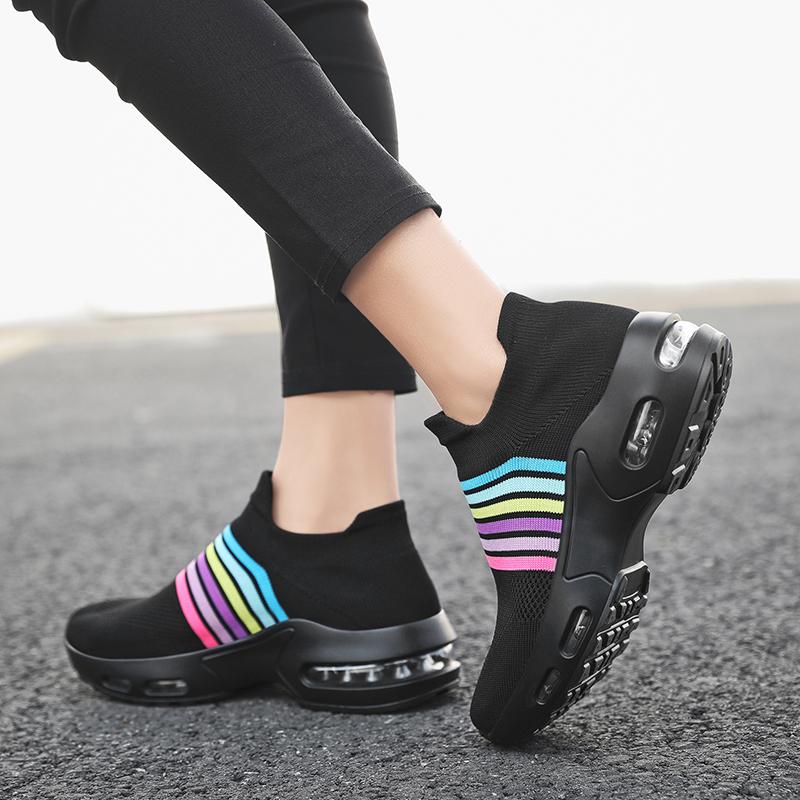 Women Slip on Walking Shoes Women Black Purple Pink Sneakers Elevator Platform Socks Shoes Women's Orthopedic Casual Shoes Plus Size 42 43