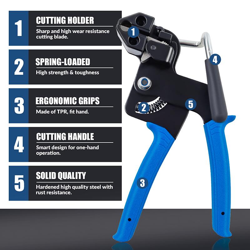 Household Fastening Belt Cutting/Tightening Tool Stainless Steel Cable Tie Pliers Cable Tie Gun Self-Locking Cable Tie Cutter