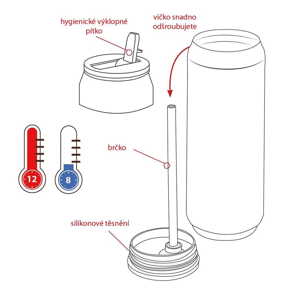 Kubek Termiczny Puszka Termos Bidon Na Napoje Ciepłe Zimne Hokej 0,7L