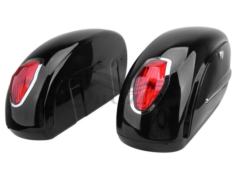 Black Small Pannier with Lights for Harley Cruiser Prince Motorcycle