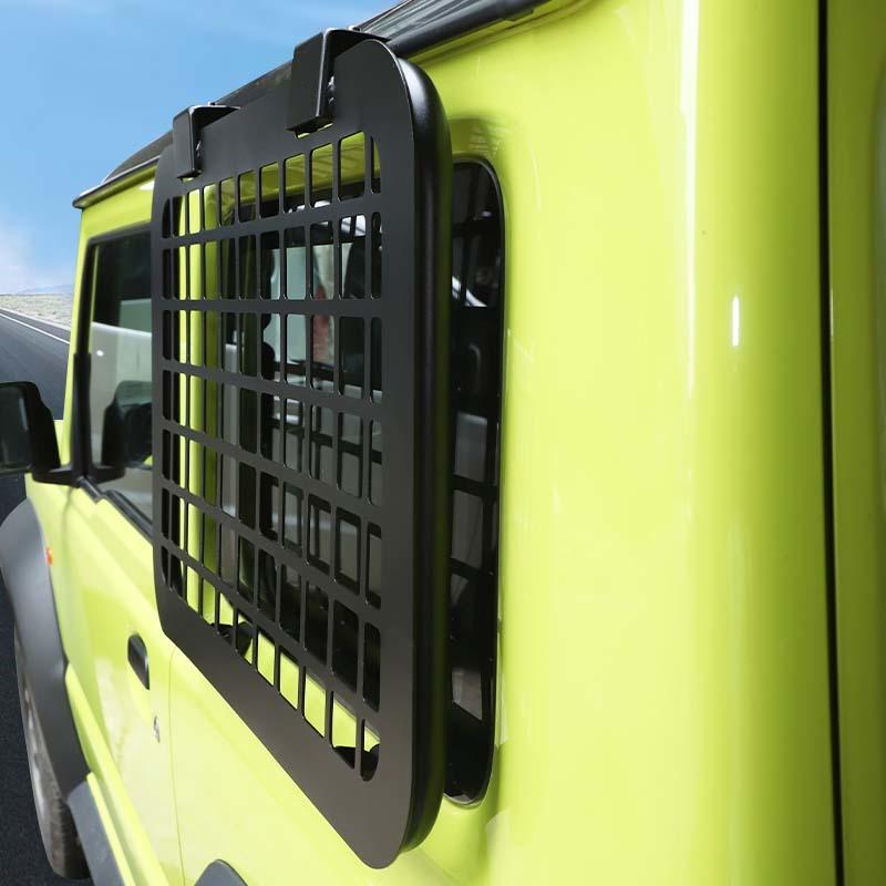 Car Rear Window Glass Armor Fences Vent Protective Frames Shelf  For Suzuki Jimny 2019 Up Car Accessorise ( Aluminum Alloy )