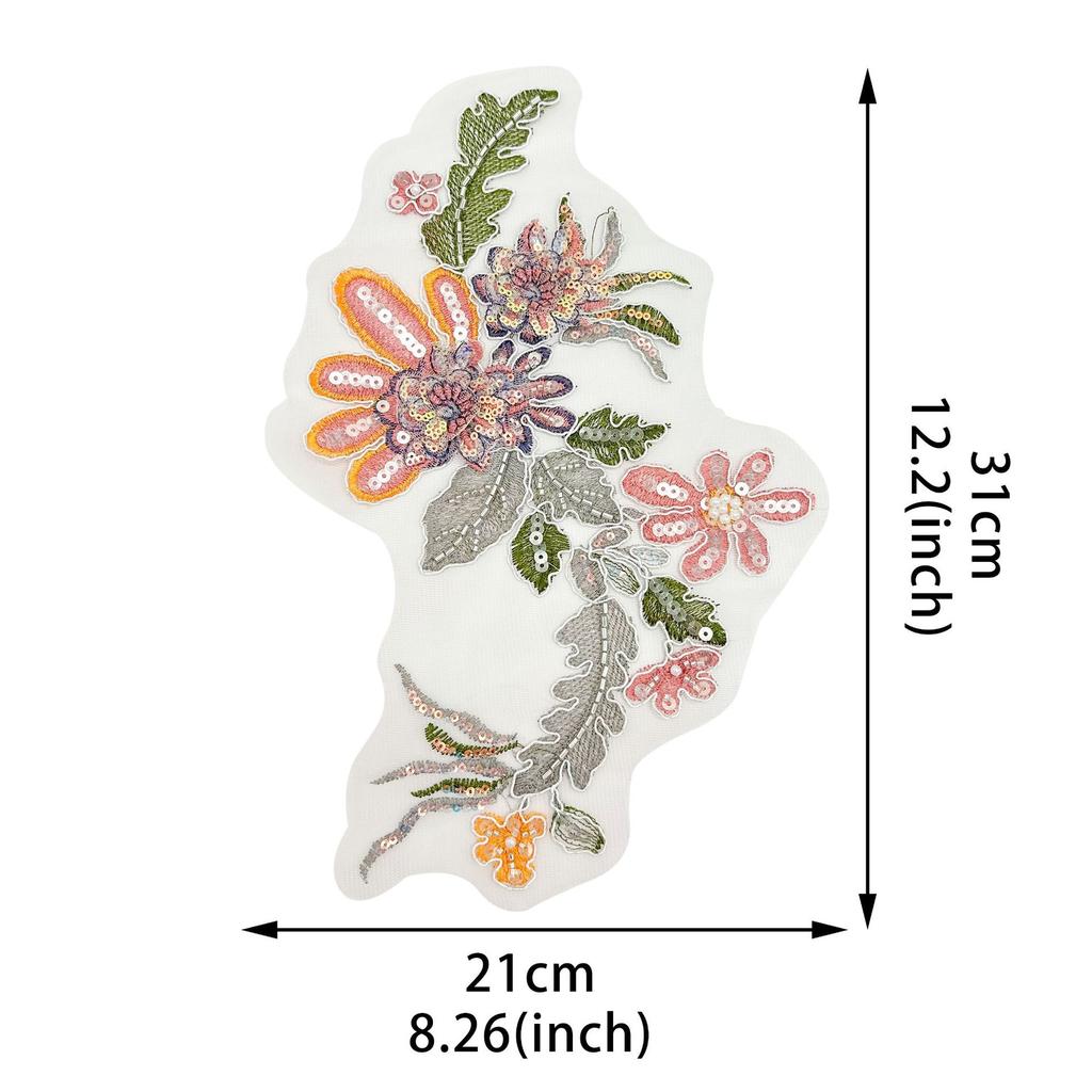 Heavy Industry Mesh Yarn Multi-Color Embroidery Cloth Sticker Nail Diamond Sequin Patch Sticker Cheongsam Dress Clothing Accessories Decorative