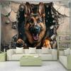 3D Wolfshund Durchbruch Wandteppich - Geeignet für Wohnzimmer, Schlafzimmer, Studentenwohnheim Dekoratives Wandkunst Hänge Tuch