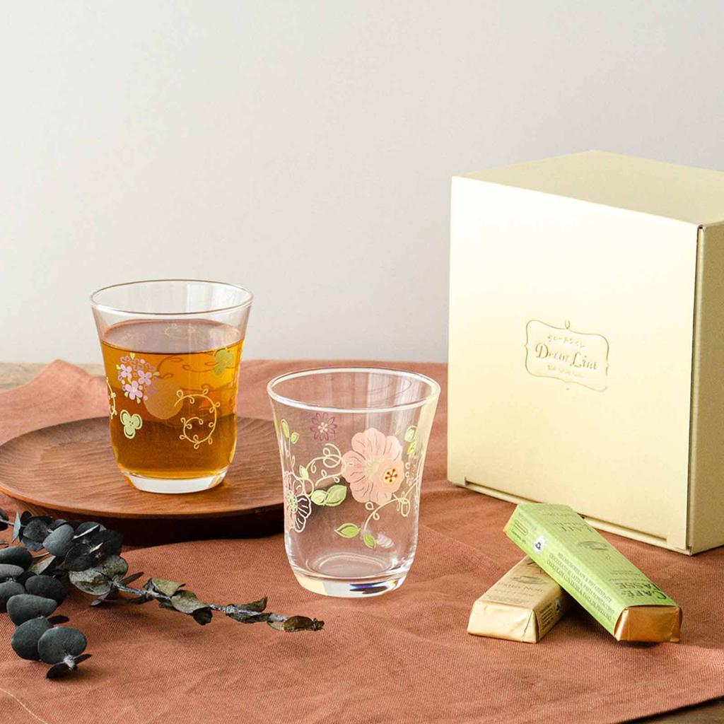 Toyo Sasaki Glass Decor Line Tumbler Set, Flower Violet, 230ml, Made in Japan, Dishwasher Safe, Glass Set, Glass Cup, G310-T295