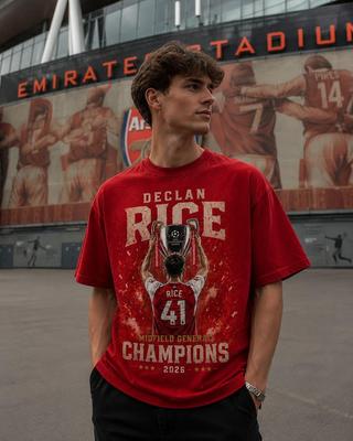 Maglietta Declan Rice Generale di Centrocampo, T-shirt Grafica Campioni 2026, Numero 41 Regalo per Tifoso di Calcio, Maglietta Vintage Giocatore di Calcio