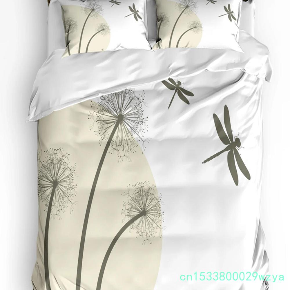 Dandelion Flowers Black Duvet Cover Bed Bedding Set For Double Home Textile Quilt Cover Pillowcases Bedroom Bedding Set No Sheet