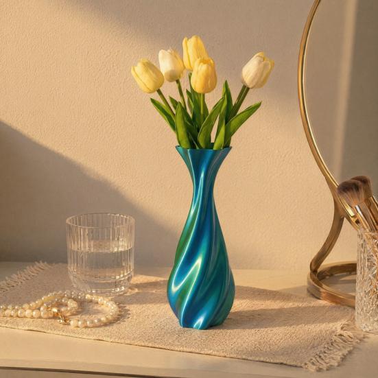 3D Printed Vase, Twisted Flower Vase, Minimalist Flower Arrangement Holders, Elegant Home Decor for Living Room Bedroom Study Table Display