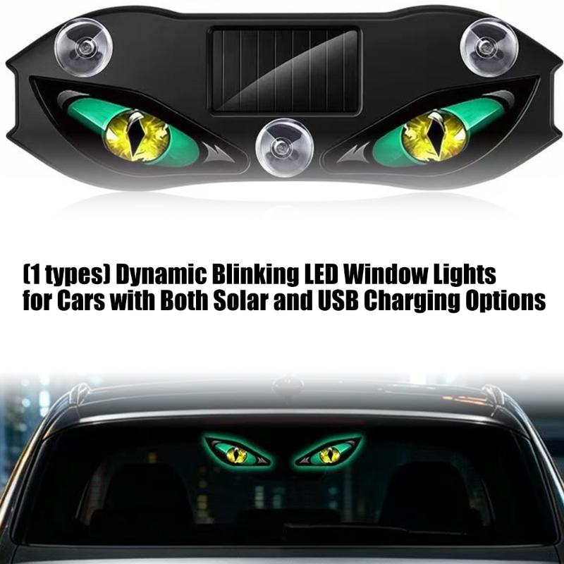 LED Car Window Warning Light, Solar and Type-C USB Rechargeable Suction Cup Display for Parked Vehicle Styling