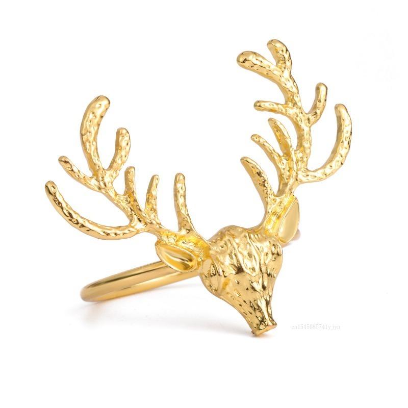 New Christmas Elk Napkin Buckle Metal Napkin Buckle for 2025 Christmas Table Decoration Gold Napkin Holder Wedding Decoration