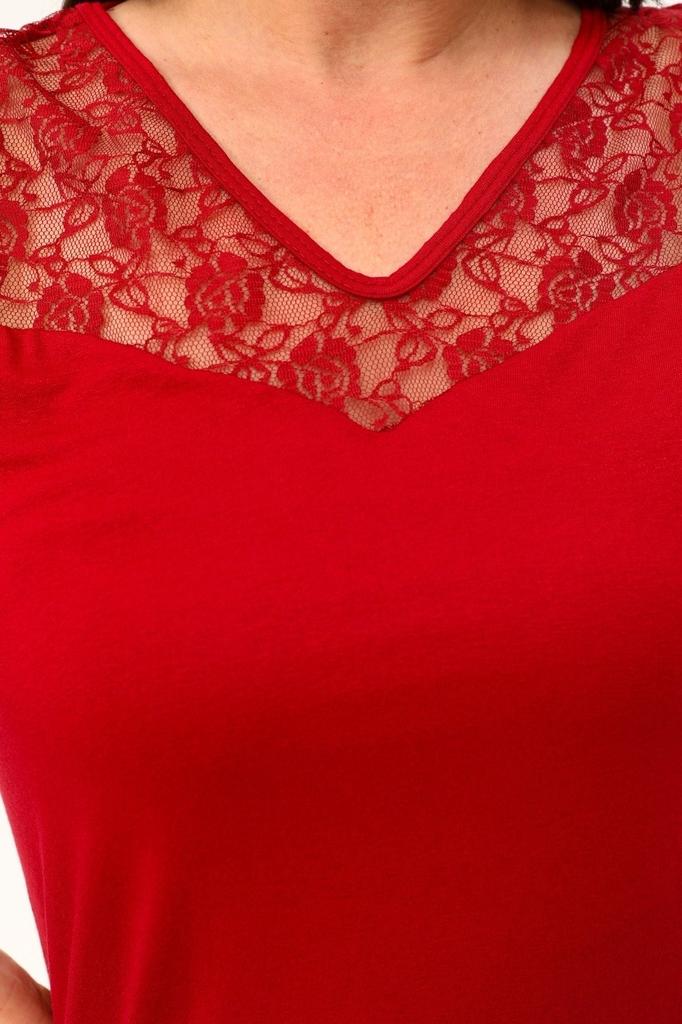 Women's Big Size Blouse Burgundy Sweetheart Neck Plus Size Lace Blouse