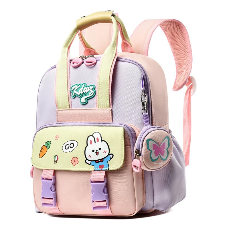 Rabbit Cartoon Cute Astronaut Printed Childrens Backpack With Wallet For School