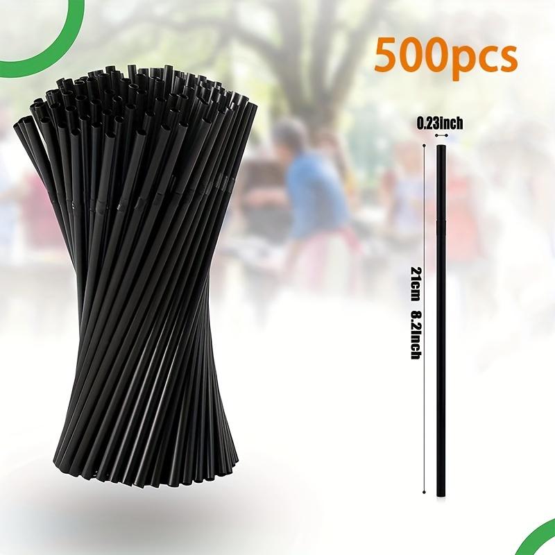 

500 шт. черных соломинок (0.23*8.27 дюйма), Одноразовые соломинки, соломинки для сока, для украшения вечеринки, принадлежности для напитков и коктейлей, коктейльные соломинки 500-Pack