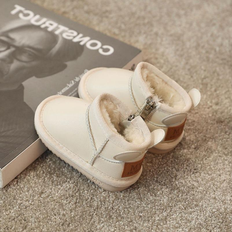 Baby Snow Boots Winter Fleece-Lined Children's Snow Shoes Cotton Shoes Cotton Boots Boys and Girls Waterproof Non-Slip Short Boots