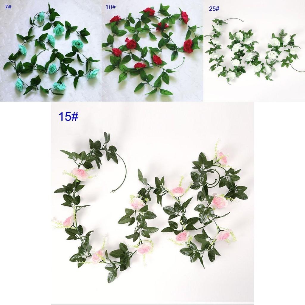 2.4m Long Silk Rose Fake Flower Ivy Vine Leaf Garland For Elegant Home Decor