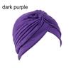 Solid Color Women Elastic Cotton Fold Turban Hat Soft Bonnet Muslim Hijab Ladies Head Wrap Warm Beanies Chemo Hat