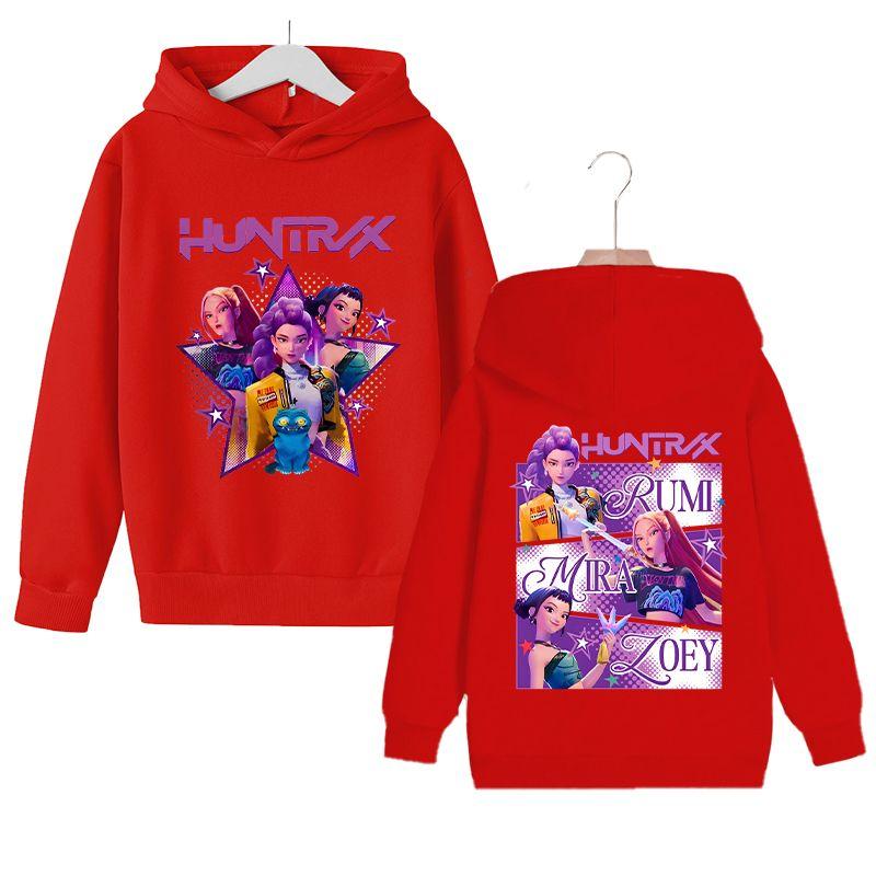 KPop Witch Hunter's Stylish Loose Hoodies for Boys and Girls, Autumn and Winter Children's Fleece Hoodies