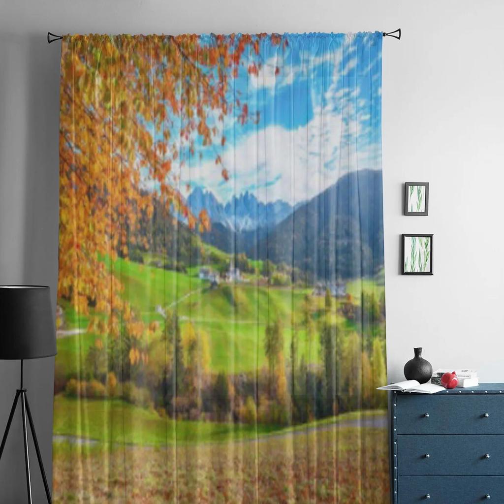 Alto Santa Maria Di Val Di Adige Church Tulle Sheer Curtains for Living Room Bedroom Kitchen Decoration