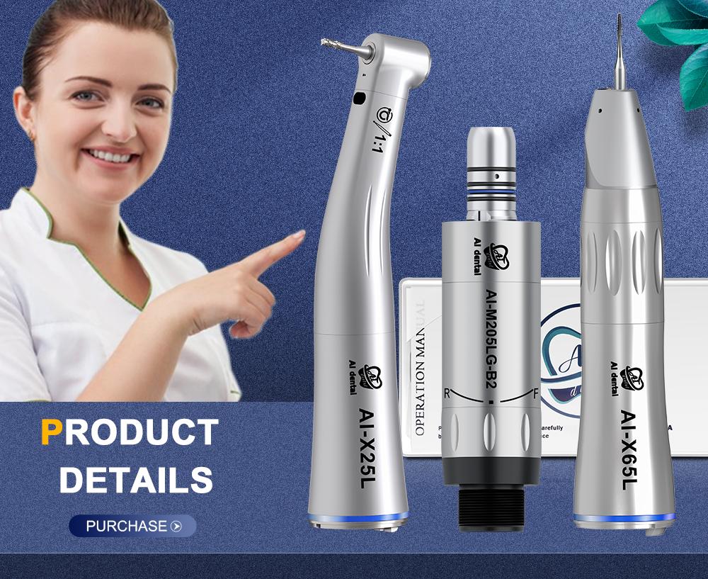 Dental Low Speed Handpiece Set AI-M205LGS-B2 Internal Water Spray With 1:1 Fiber Optical Handpiec