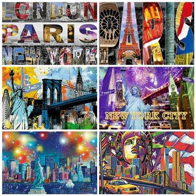 Peinture de diamant 5D de la ville de New York, Kit de broderie complète de strass de paysage, vente artisanale, bricolage, décoration de maison