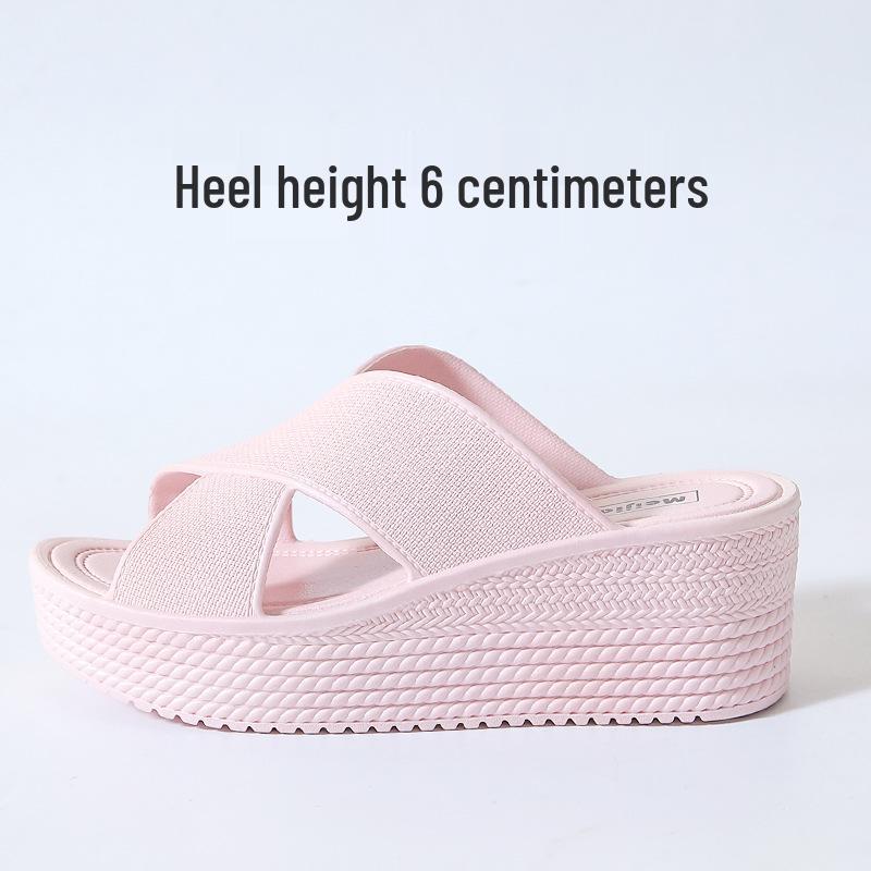 Sommer-Sandalen für Damen mit Keilabsatz: Dicke Sohle, Kreuzriemen, Rutschfest, Vielseitig für Zuhause oder Strand.