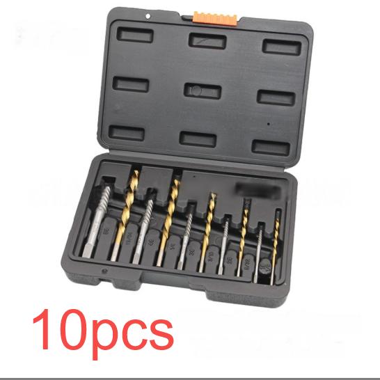 10 pieces coarse tooth threading drill bit set high speed steel with titanium coating for use on metals plastics and more