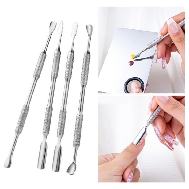 Cuticle Pusher Stainless Steel Nail Polishs Remover Metal Spatula Cuticle Pusher