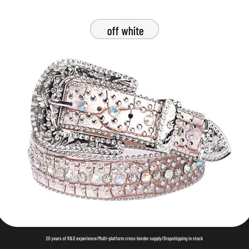 

Женский кожаный ремень с градиентным крокодиловым узором и стразами - Универсальный модный аксессуар из сплава 125 cm