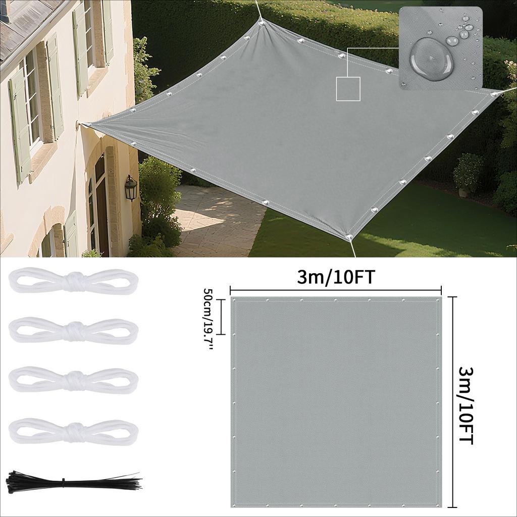 Waterproof Shade Sail with Grommets Tent Tarp Cover Sunshade Cloth Awning Canopy for Outdoor Garden Patio Camping Hiking Shelter