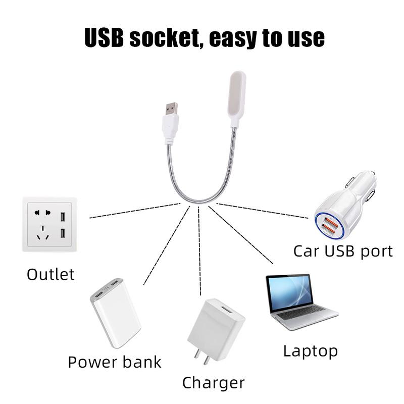 USB-Buchlicht, tragbares Mini-Nachtlicht, flexibel, biegsam, Leselicht für Tischlampe, PC, Computer, Laptop, Notebook