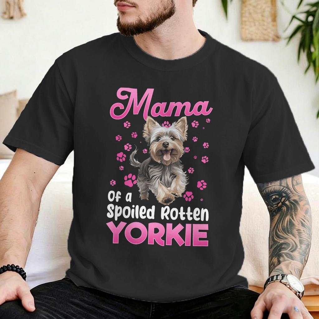 Yorkshire Terrier Dog Yorkie Mama T Shirt Unisex Unisexs Cotton Vintage Tshirt Tee Shirt Short Sleeve Clothing Printed