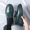 Brand Thick Bottom Green Outdoor Shoes Outsole Patent Leather Work Shoes Casual Tassel Oxford Shoes Slip On Big Size 38-46