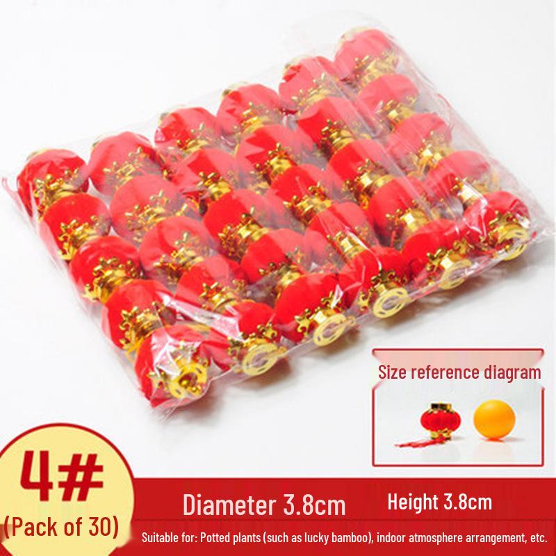 Small Red Wedding Lanterns: Flocked Round Lanterns for New Year, Hanging Ornaments, Bonsai & Balcony Decor Strings