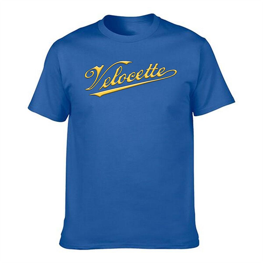 Unisexs Velocette Vintage Script Logo Pure Cotton Tshirt Classic British Motorcycle Brand Casual Tee