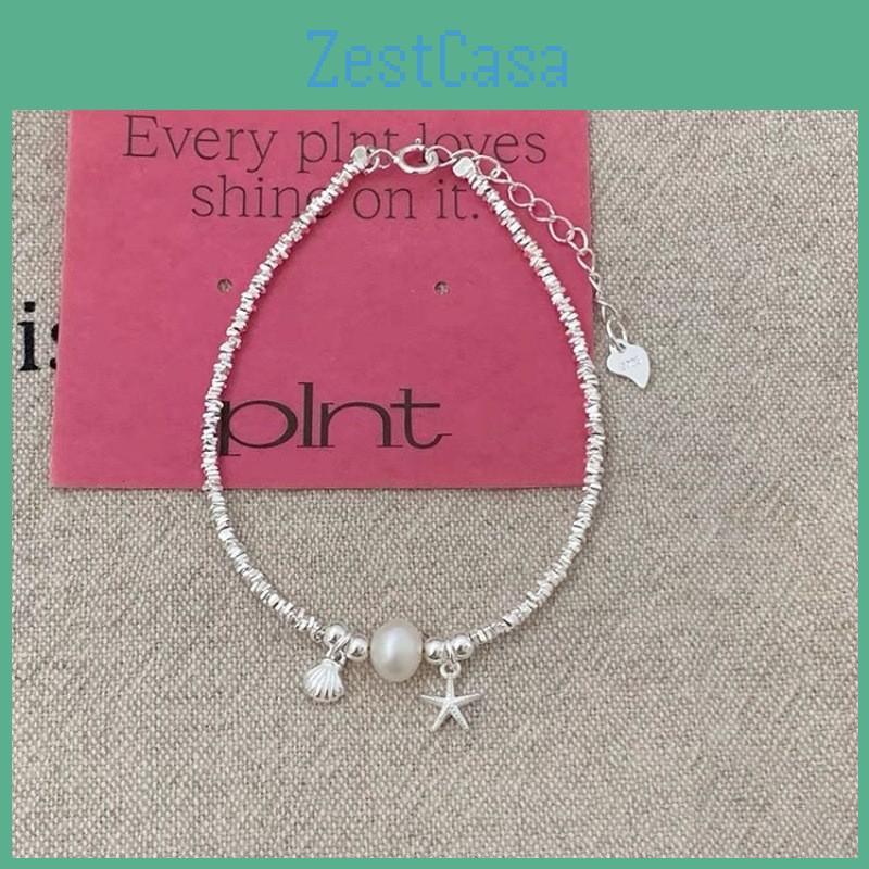 Silver Pearl Shattered Bracelet Women Ocean Star Shell Minimalist Gift Jewelry