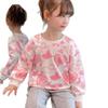 Girls Spring Autumn Cotton Heart Sweatshirt Soft Casual Pullover Top For Kids
