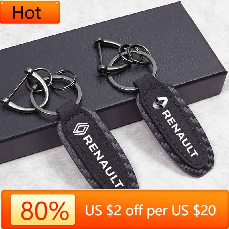 Interiörklistermärken 1 st Mockaläder Nyckelring Bilnyckelring Tillbehör För Renault Clio Koleos Megane Espace QM6 Kadjar Captur S