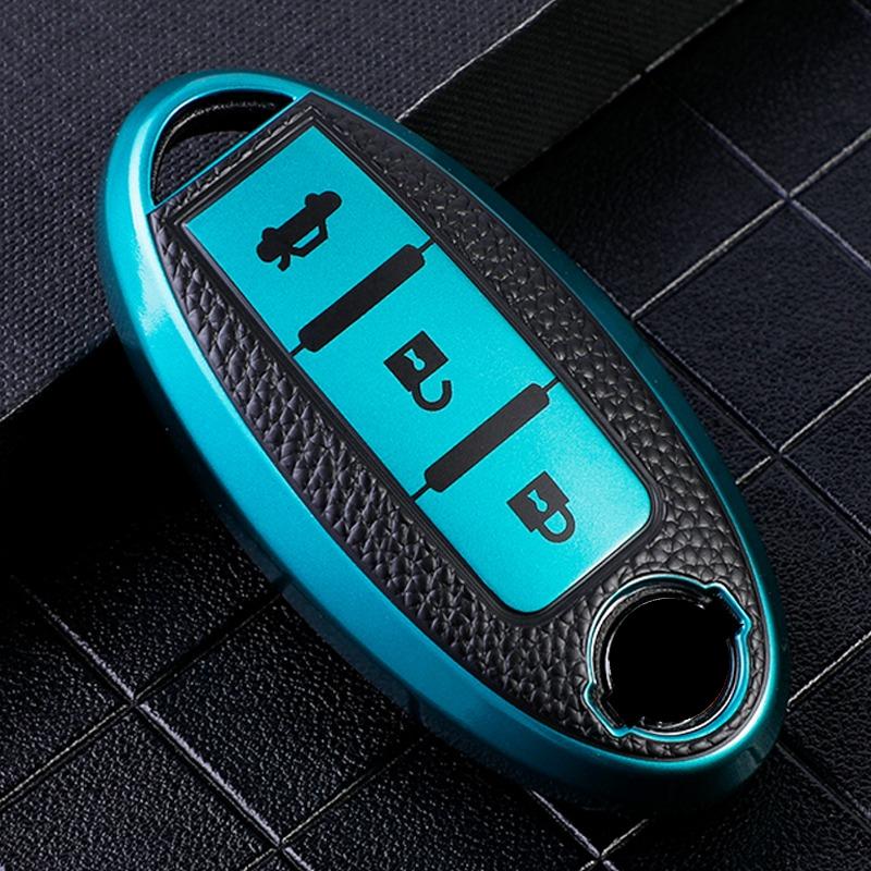 TPU Läder Bilnyckelfodral Skydd för Nissan Leaf Micra Qashqai J11 J10 X Trail T32 Versa Note Patrol Nyckelfodral Tillbehör