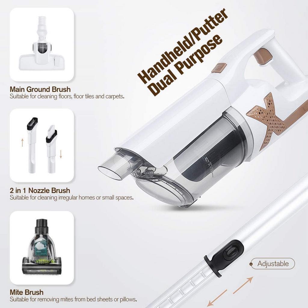 150W 5-9KPa Brushless Handheld Cordless Vacuum Cleaner Strong Suction Brushless Motor Mite Removal Cleaner 100-240V For Home White