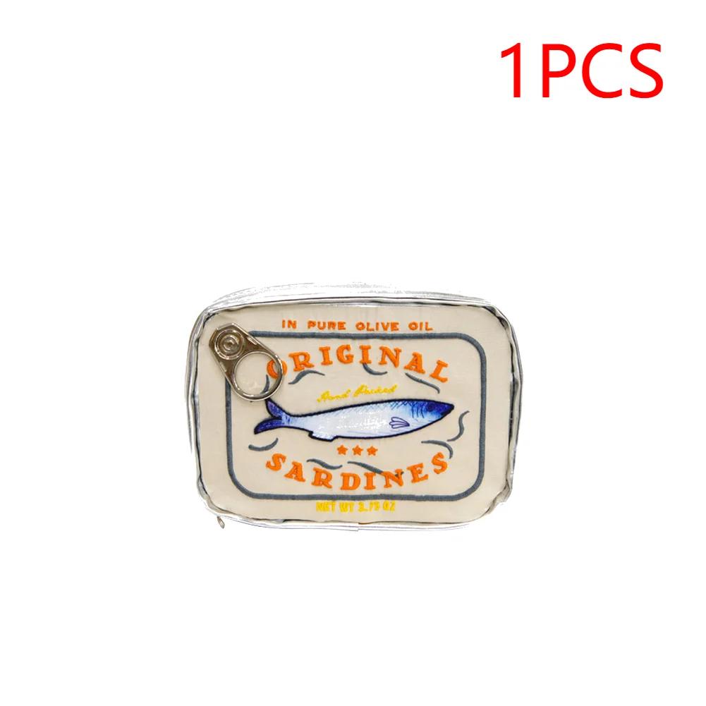Canned Sardines Style Bath Travel Cosmetic Bag Cute Toiletry Bag Fashion Handbags Makeup Pouch Case Beauty Bag for Weekend Vacat