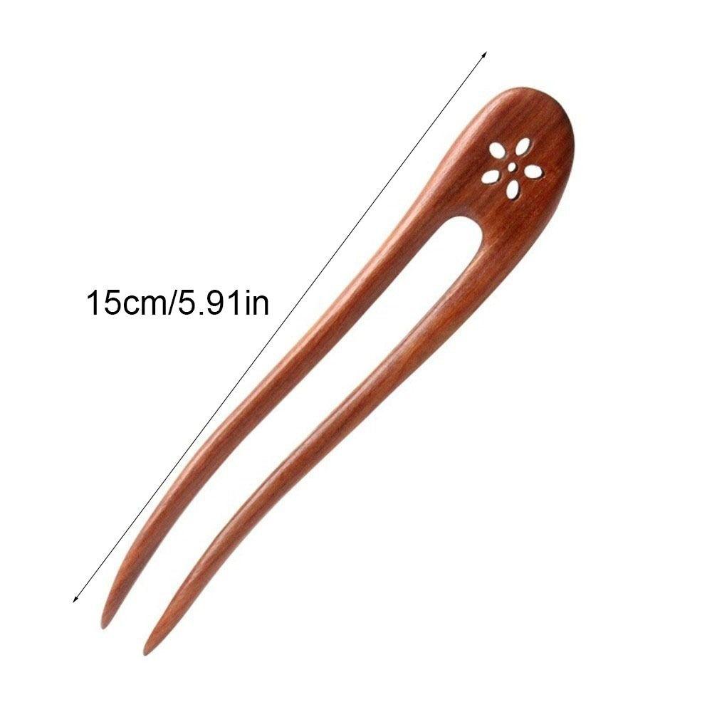Delicate U Shaped Wooden Hair Sticks Handmade Chinese Style Wood Hairpins and Clips Headdress Long Hair Holder Hair Forks Girls