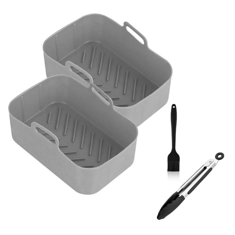 Replacement Baking Tray Air Fryer Silicone Liners Square Food Safe Non Stick Air Fryer Oven Basket Reusable Baking Tray