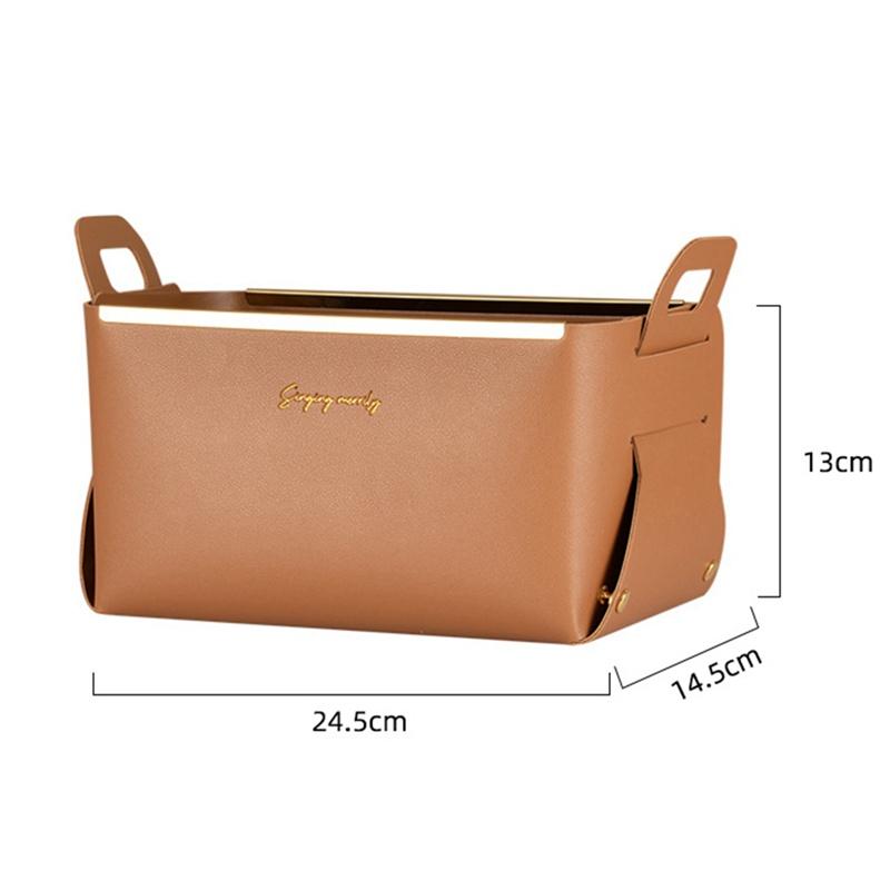 

Portable Leather Storage Box with Handle Desktop Organizer Cosmetic Jewelry Holders Large Space Boxes for Home Office Dorm