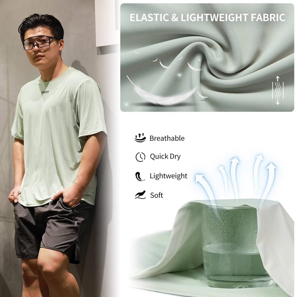 WOSAWE Męska i Damska Koszulka z Krótkim Rękawem na Rower Górski Outdoorowy Jazda na Rowerze Zestaw Spodenek MTB 2 w 1 z Wkładką