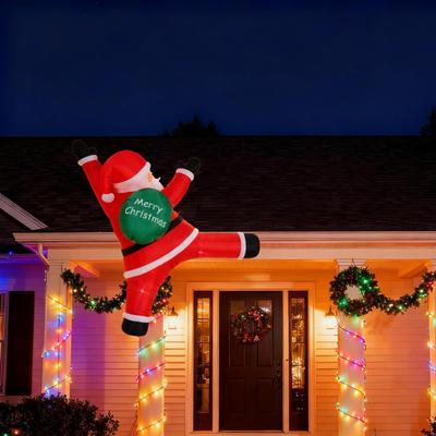 118.11inch Climbing Inflatable Santa with LED, Home Decor Yard Decoration Christmas