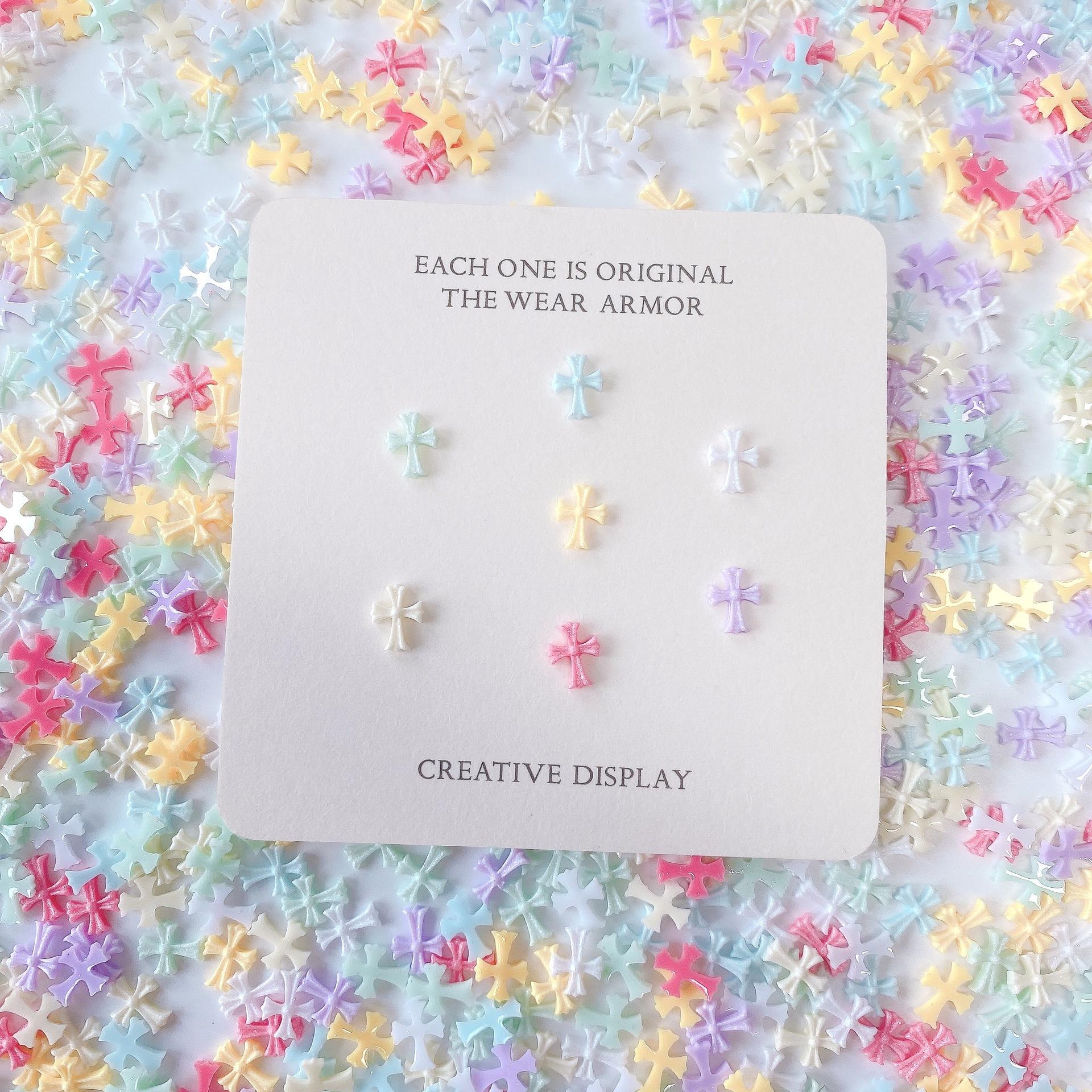 Colorful Macaron Cross Nail Art Accessories Internet Celebrity Hot-Selling Cross Heart Nail Decorations Small Mixed Style
