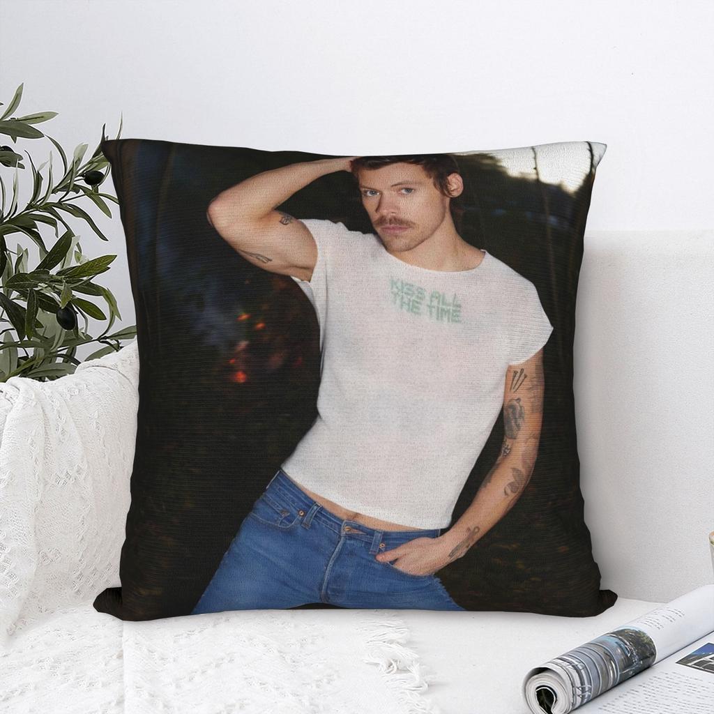 Kiss All The Time Album Square Pillow Case Harrys Music Styles Cushion Covers Funny Zipper Decorative Pillowcase For Car 40X40Cm