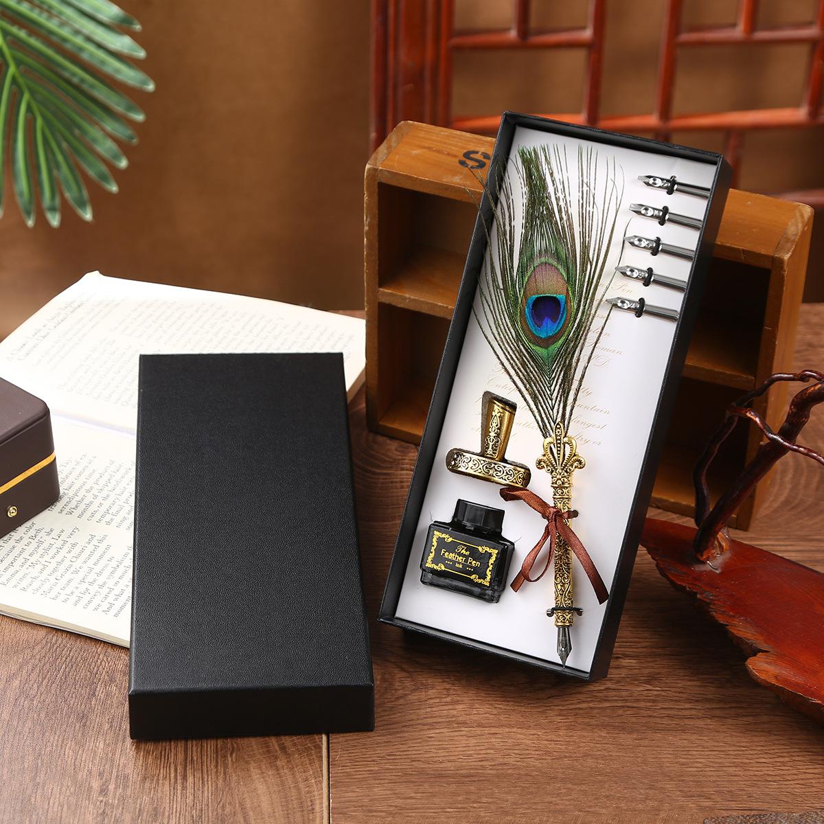 

Набор перьевых ручек День рождения Винтажный подарок День святого Валентина Косая ручка Чернила Перьевая ручка Набор Metal 0.5mm