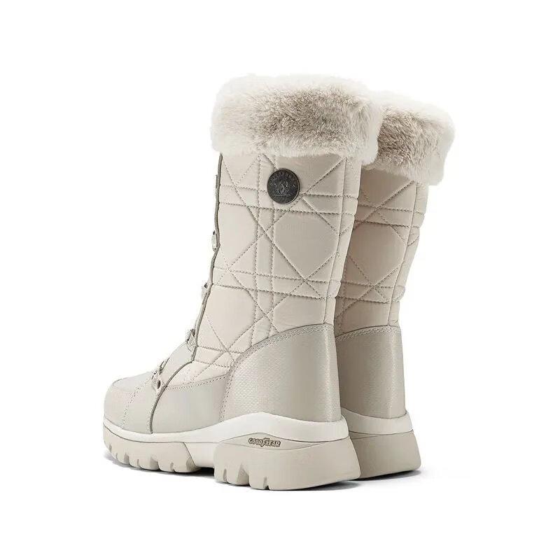 Skechers Modern Comfort Warm Durable Comfortable High-Top Snow Boots Women Boots White 168003-STN