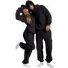 Unisex Fashion Solid Color Flight Mode Travel Hoodie Sports Shirt With Built In Eye Mask Sports Pants Loose 2-piece Set