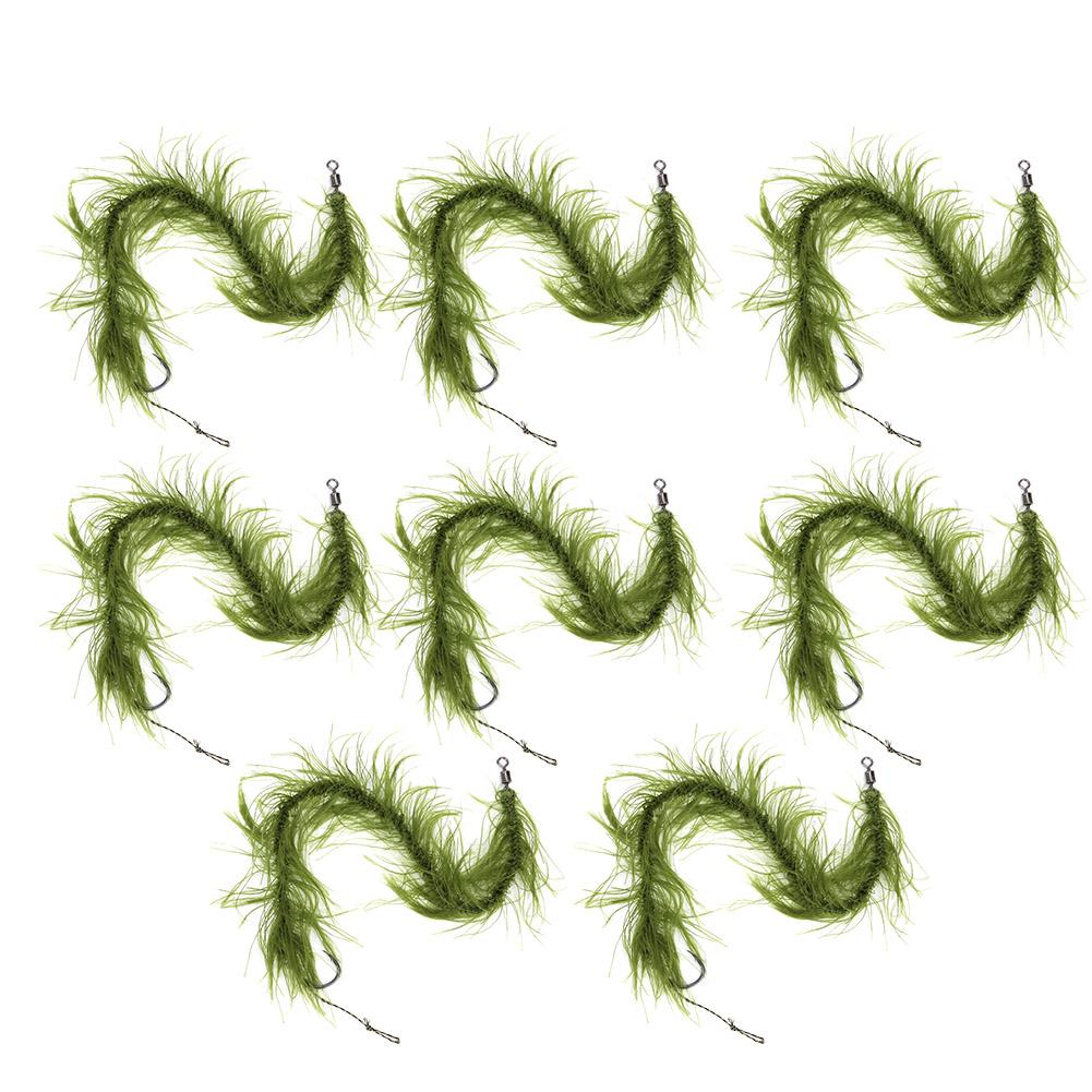 

8PCS Carp Fishing Tied Hair Rigs Nylon Green Grass Line Combination Barbed Hooks6#